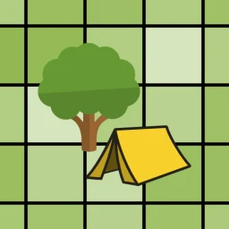 Icono de Árboles y Tiendas de Campaña